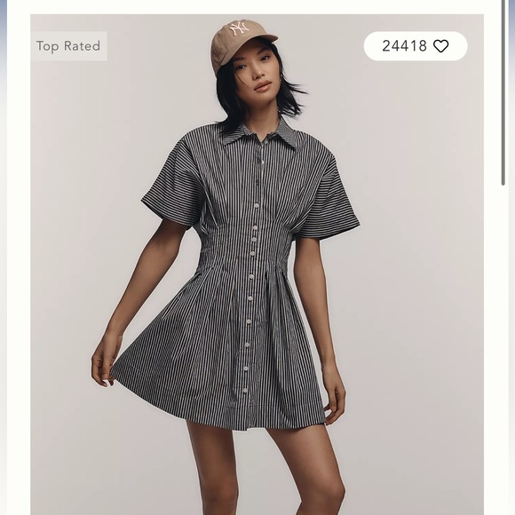 Anthropologie The Tobie Mini Shirt Dress by Exquise Small New W Tags - Picture 1 of 7